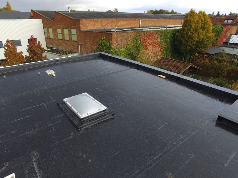 Plat dak met een lichtkoepel Epdm dakbedekking